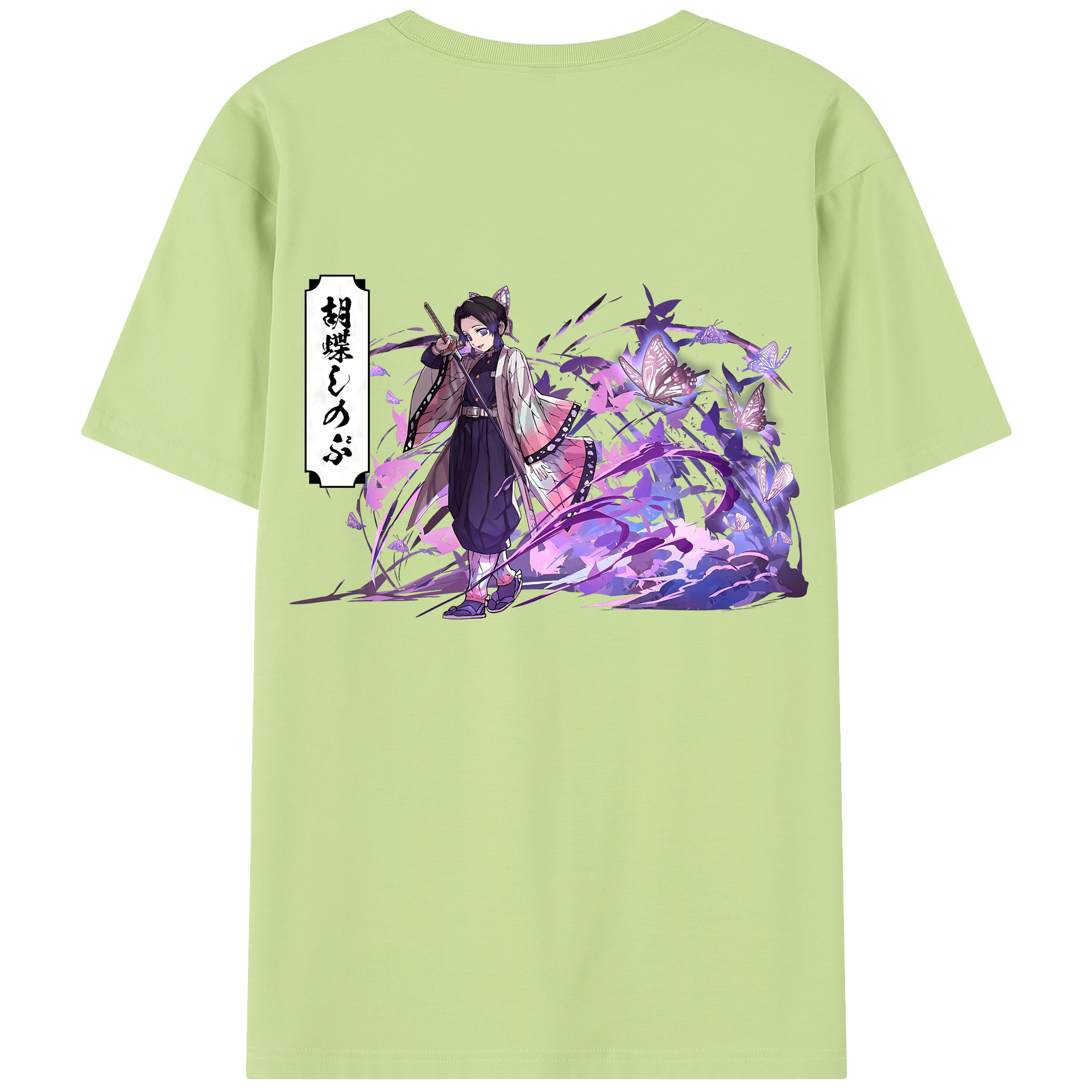 （画像用） 鬼滅の刃（きめつのやいば）蟲柱-胡蝶 しのぶ／こちょう しのぶ Kochou Shinobu 綿100％半袖Tシャツ（背面プリント）